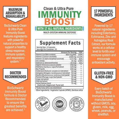Immune Support Supplement with Vitamin C 1000mg Zinc Elderberry Extract Ginger BioSchwartzBuy Supplements Australia