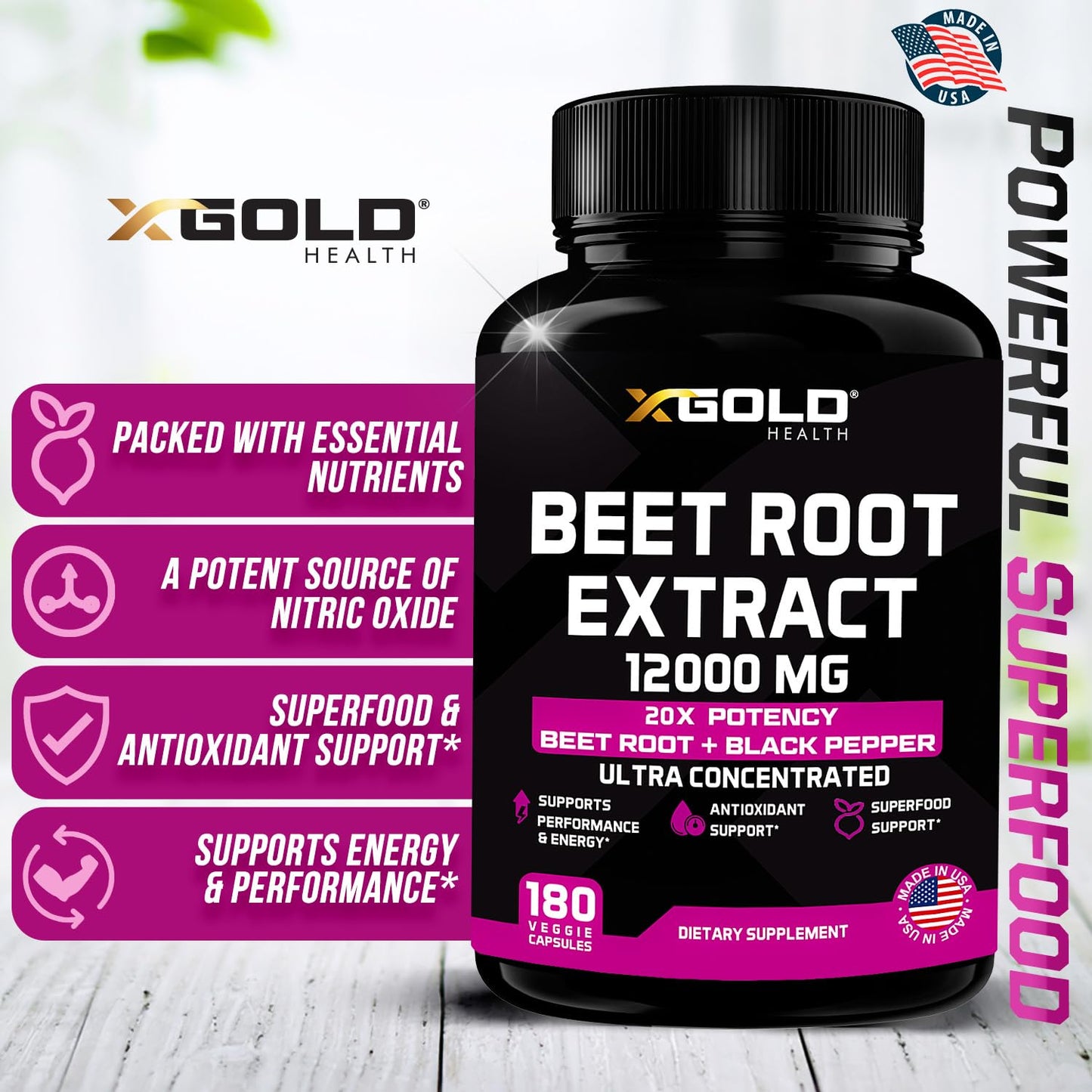 Beet Root Extract Capsules - 12000mg 20x Concentrated Beet Root Capsules Supplement X Gold HealthBuy Supplements Australia