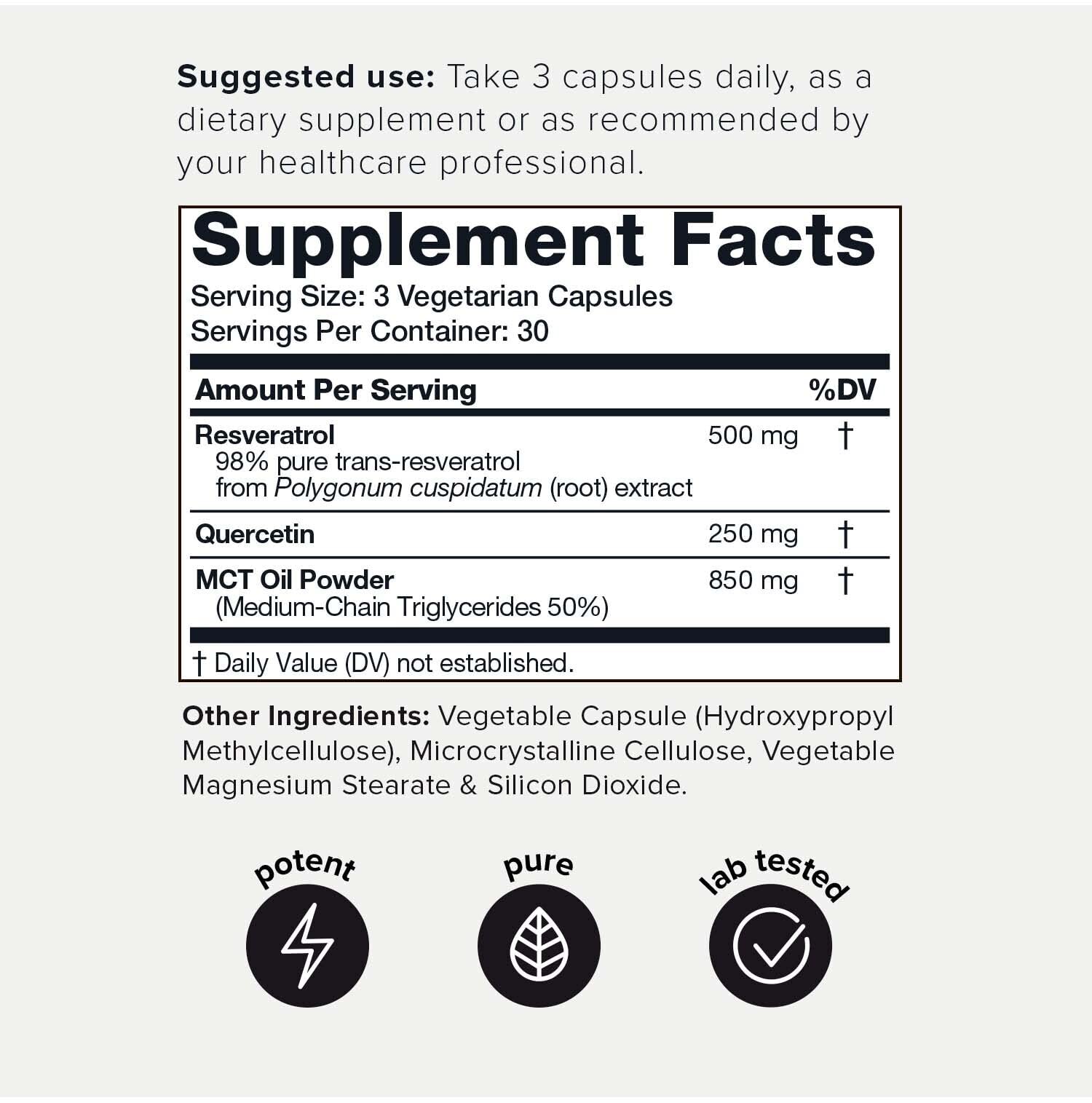 Toniiq 1600mg Resveratrol Blend - Ultra High Purity and 3rd Party Tested - with MCT ToniiqBuy Supplements Australia