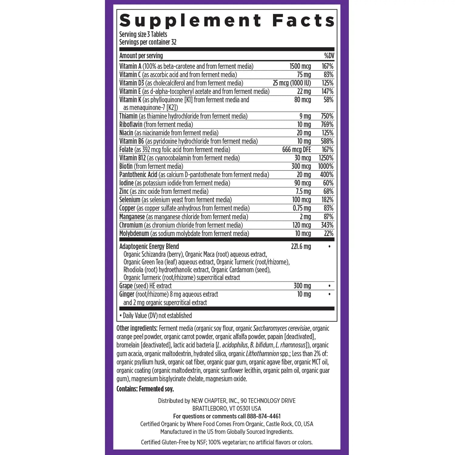 New Chapter Energy Supplement - Perfect Energy Multivitamin for Balanced Energy + Stress Support with B Vitamins + Vitamin D3 New Chapter