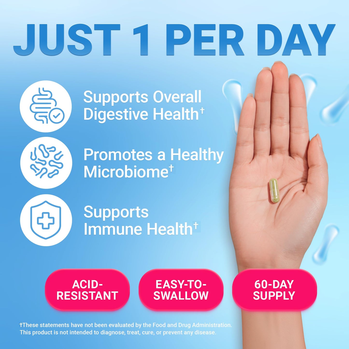 Dr. Berg Probiotic Supplement (60 Billion CFUs) - Helps Ease Occasional Constipation, Diarrhea, Gas & Bloating* - Pre and Probiotics for Digestive Health