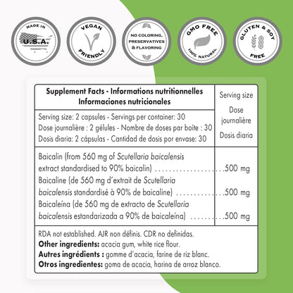 Supersmart - 90% Baicalin 500mg per Day (Scutellaria Baicalensis) - Chinese Skullcap SupersmartBuy Supplements Australia