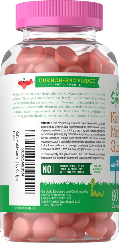 Carlyle Kids Multivitamin Gummies with Probiotics | 60 Chewables | Berry Flavor | Vegetarian, Non-GMO, Gluten Free Children's Supplement | by Lil' Sprouts | CarlyleBuy Supplements Australia