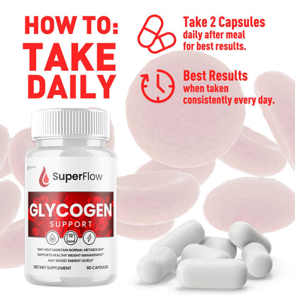 (2 Pack) Super Flow Glycogen Support, Official SuperFlow Advanced Formula Glyco Optimizer Capsules, All Natural Super Flow Pills, Daily Wellness Supplement to Support Healthy Balance (120 Capsules) SyvorBuy Supplements Australia