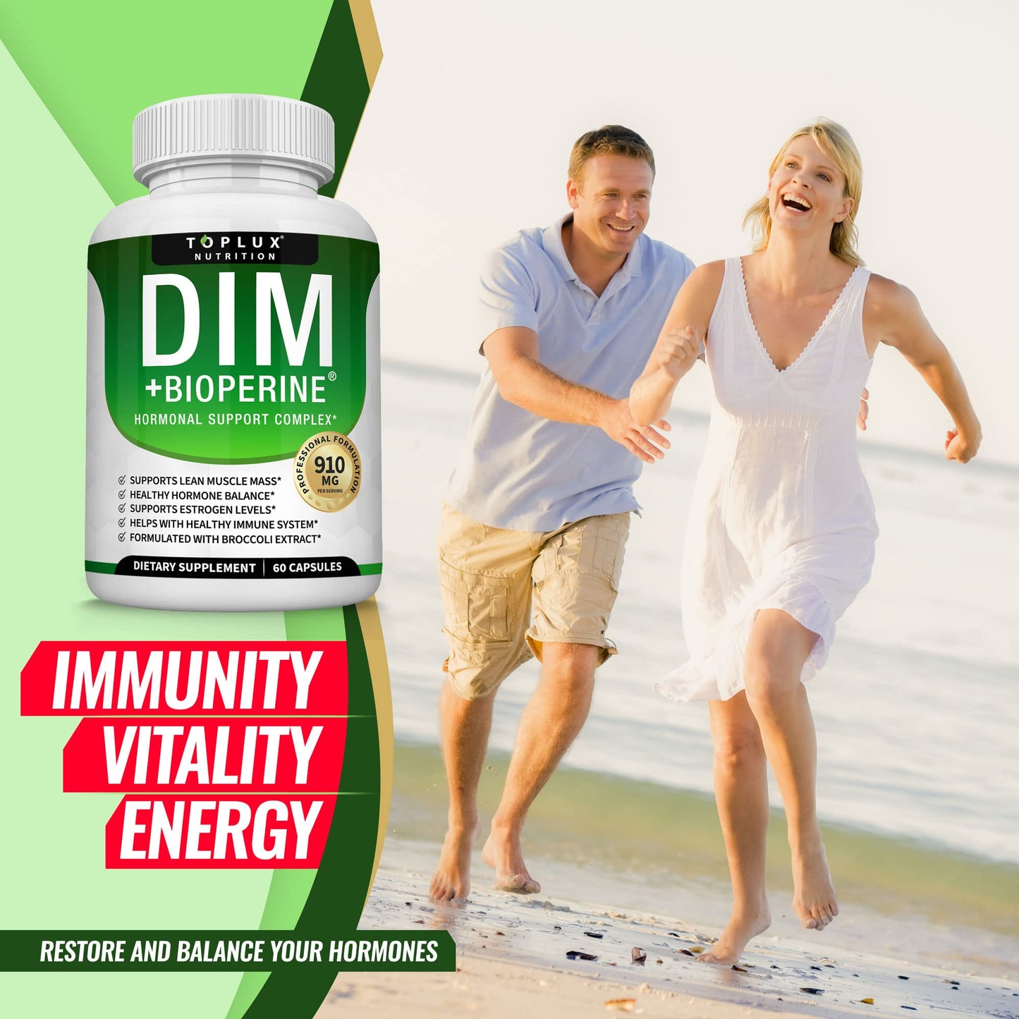 Dim Supplement 910 mg Plus BioPerine Complex - Diindolylmethane to Support Hormone Balance TopluxBuy Supplements Australia