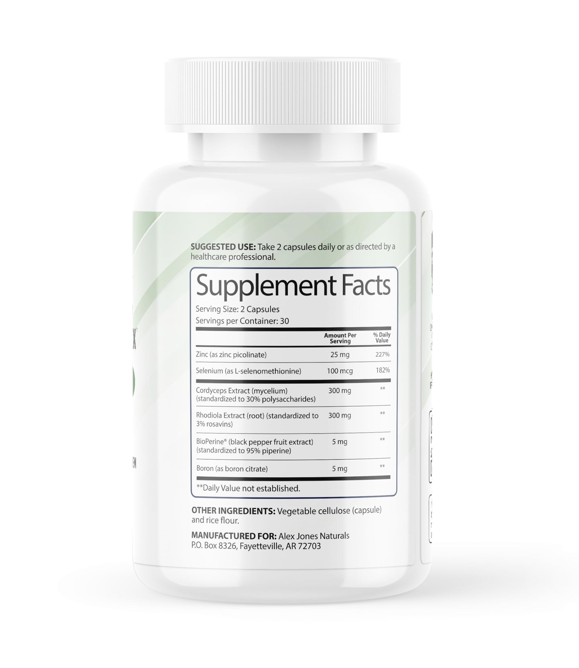 Adaptogenic Mushrooms with Cordyceps & Rhodiola – Daily Blend with Zinc, Selenium & Boron –Vegan Mushroom Capsules Supplement for Active Lifestyles – No Fillers or Additives – 60 Count Alex Jones NaturalsBuy Supplements Australia