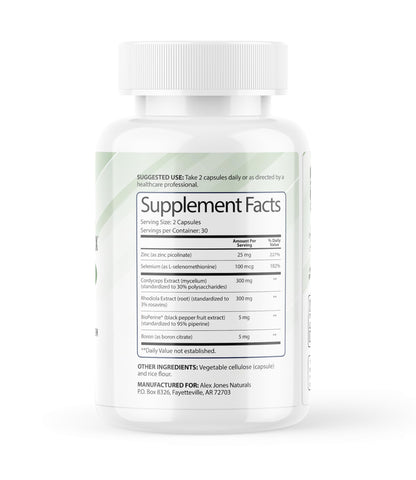 Adaptogenic Mushrooms with Cordyceps & Rhodiola – Daily Blend with Zinc, Selenium & Boron –Vegan Mushroom Capsules Supplement for Active Lifestyles – No Fillers or Additives – 60 Count Alex Jones NaturalsBuy Supplements Australia