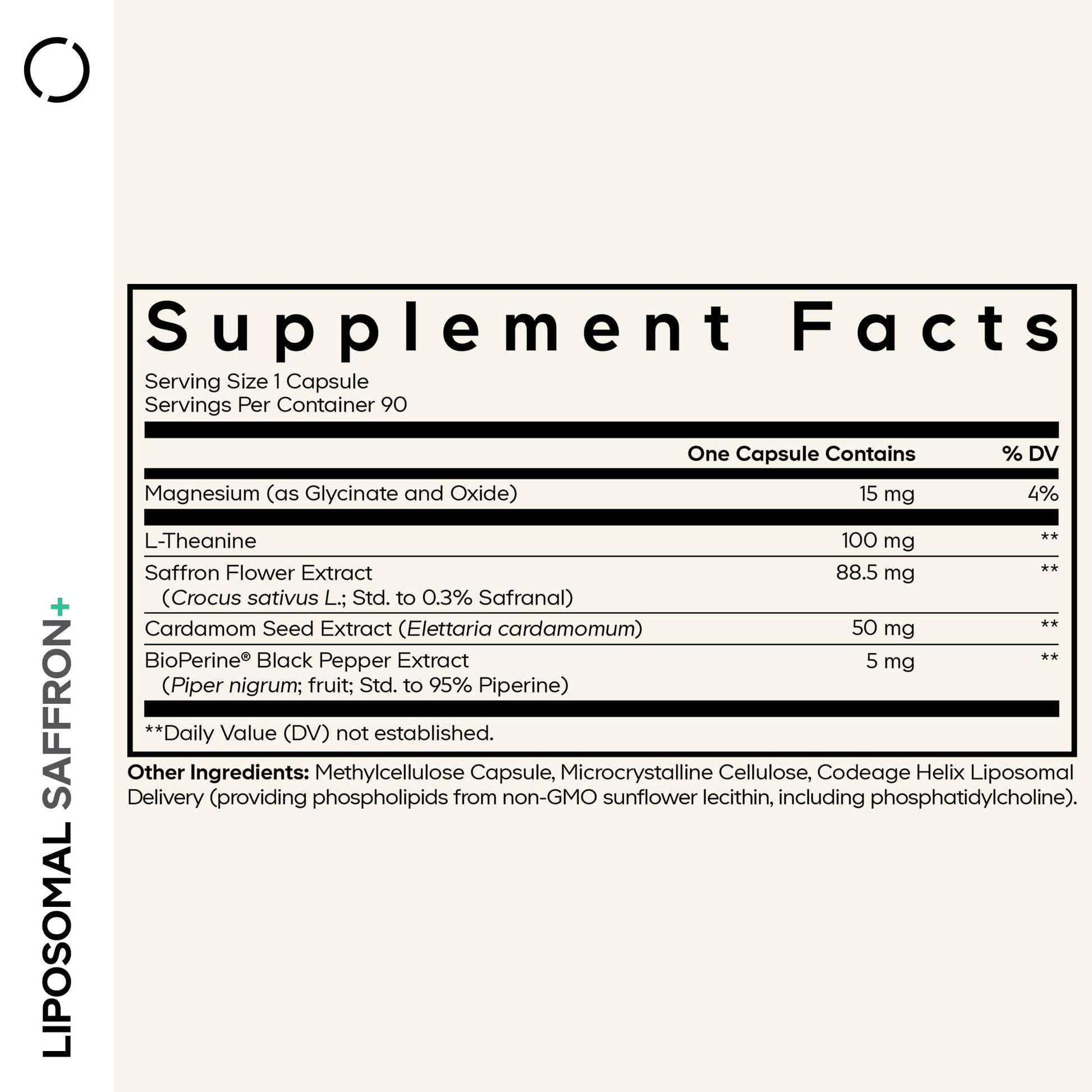 Codeage Liposomal Saffron+ Supplement - Saffron Extract, Magnesium, L-Theanine, Cardamom, BioPerine - 3-Month Supply - Kesar Spice, Liposomal Delivery - Non-GMO - 90 Capsules CodeageBuy Supplements Australia