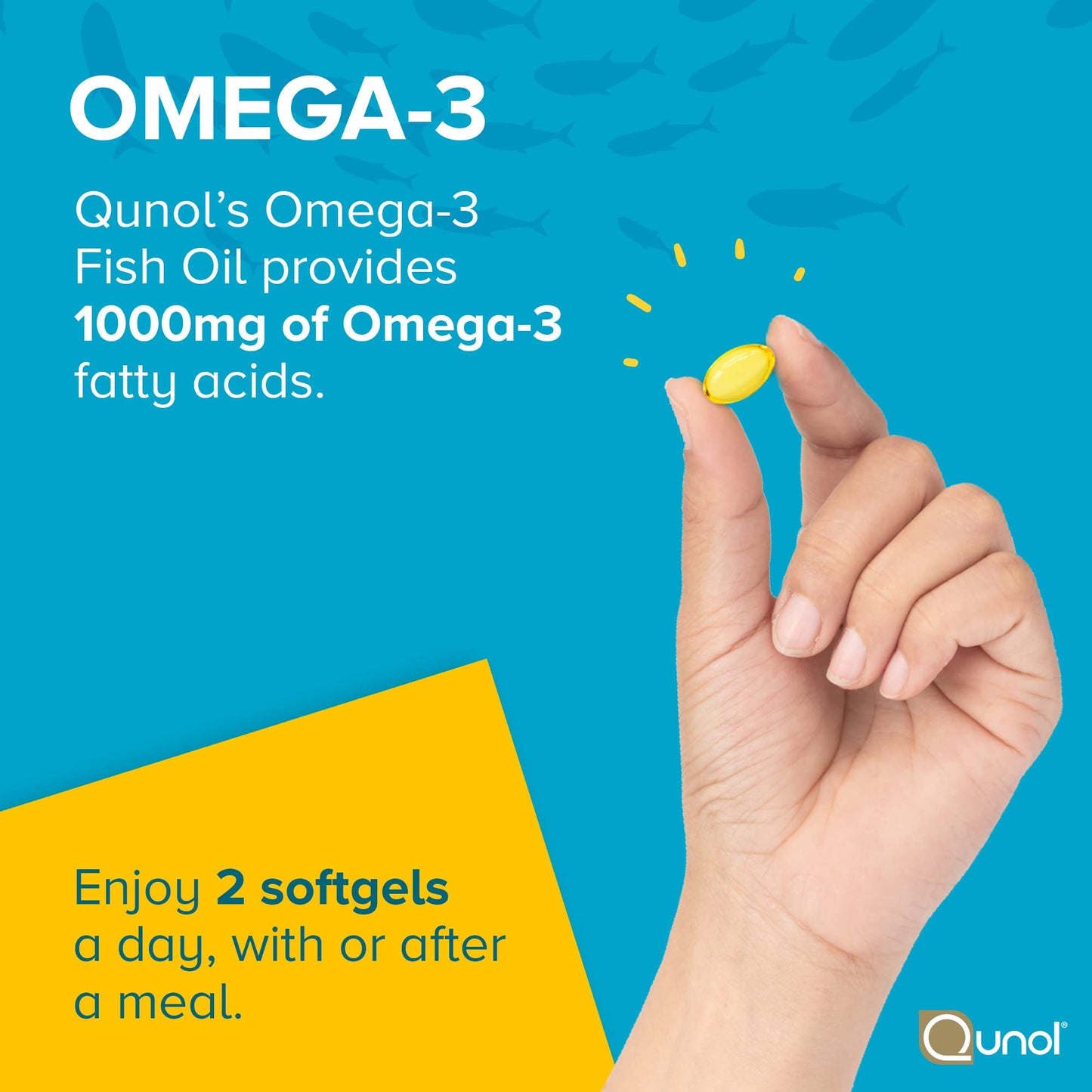 Qunol Fish Oil Omega 3 Mini Softgels, 1000mg Omega 3 EPA + DHA, Ultra Pure Supplements, Heart Health Support, Lemon Flavor