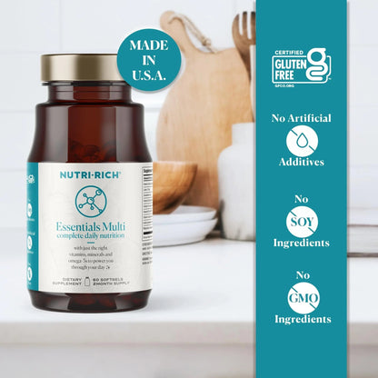 Nutri-Rich Essentials Multi | Multivitamin Supplement with Fish Oil Omega-3 for Men and Women, Supports Energy, Immune Health Nutri-Rich