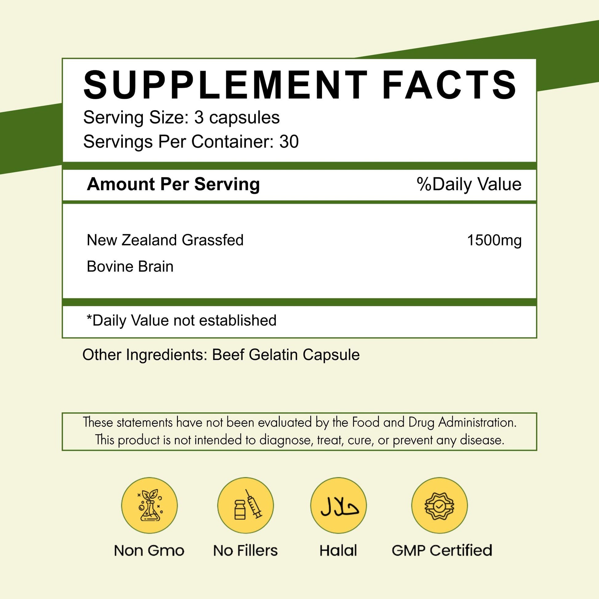 Primal Being Grassfed Beef Brain, Supports Memory, Mood, Focus, Energy, Cognitive Health - 90 Capsules, 1500mg per Serving Primal BeingBuy Supplements Australia