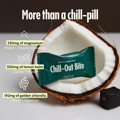 GEM Calm Bite | Supports Calm Mind & Clarity | Magnesium L-Threonate, Golden Chlorella, Lemon Balm | Holistic Non-Habit Forming | Gluten Free, Soy Free, Banana Cinnamon (7 Count) GEMBuy Supplements Australia