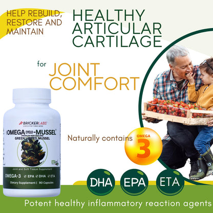 Bricker Labs Omega Cyclo - Mussel Joint Health Supplement, Premium New Zealand Green Lipped Mussel, Full Spectrum Omega Joint Supplements for Joint Health and Comfort, 90 Capsules Bricker LabsBuy Supplements Australia