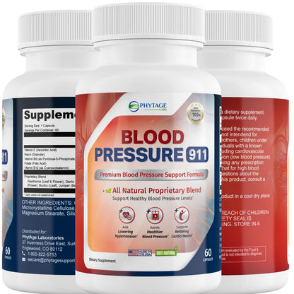 Phytage Labs Blood Pressure 911 Premium Supplement - BP Support Pills. 60 Capsules Phytage LabsBuy Supplements Australia