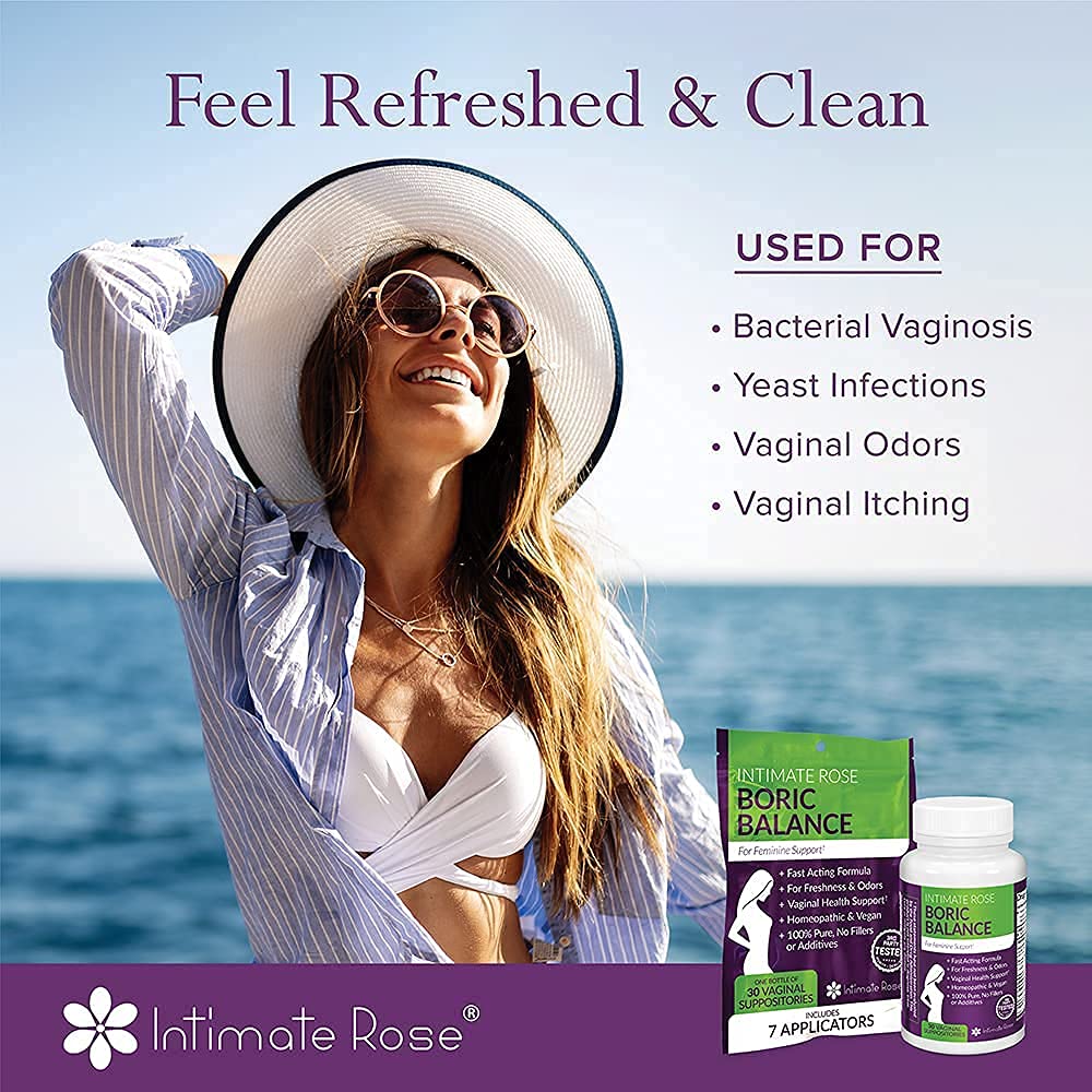 Intimate Rose Boric Acid Vaginal Suppositories - 30 Count (600mg) + 37 Applicators - Feminine Balance Intimate RoseBuy Supplements Australia