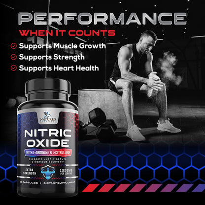 Extra Strength Nitric Oxide Supplement L Arginine 3X Strength - Citrulline Malate, AAKG Nature's NutritionBuy Supplements Australia