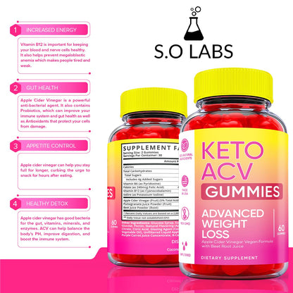 Keto ACV Gummies Advanced Weight Loss, ACV Supplement Work Fast Women Plus Men (2 Pack) S.O LabsBuy Supplements Australia
