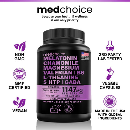10-in-1 Melatonin Capsules - Melatonin 5mg Natural Sleep Aid for Adults MEDCHOICEBuy Supplements Australia