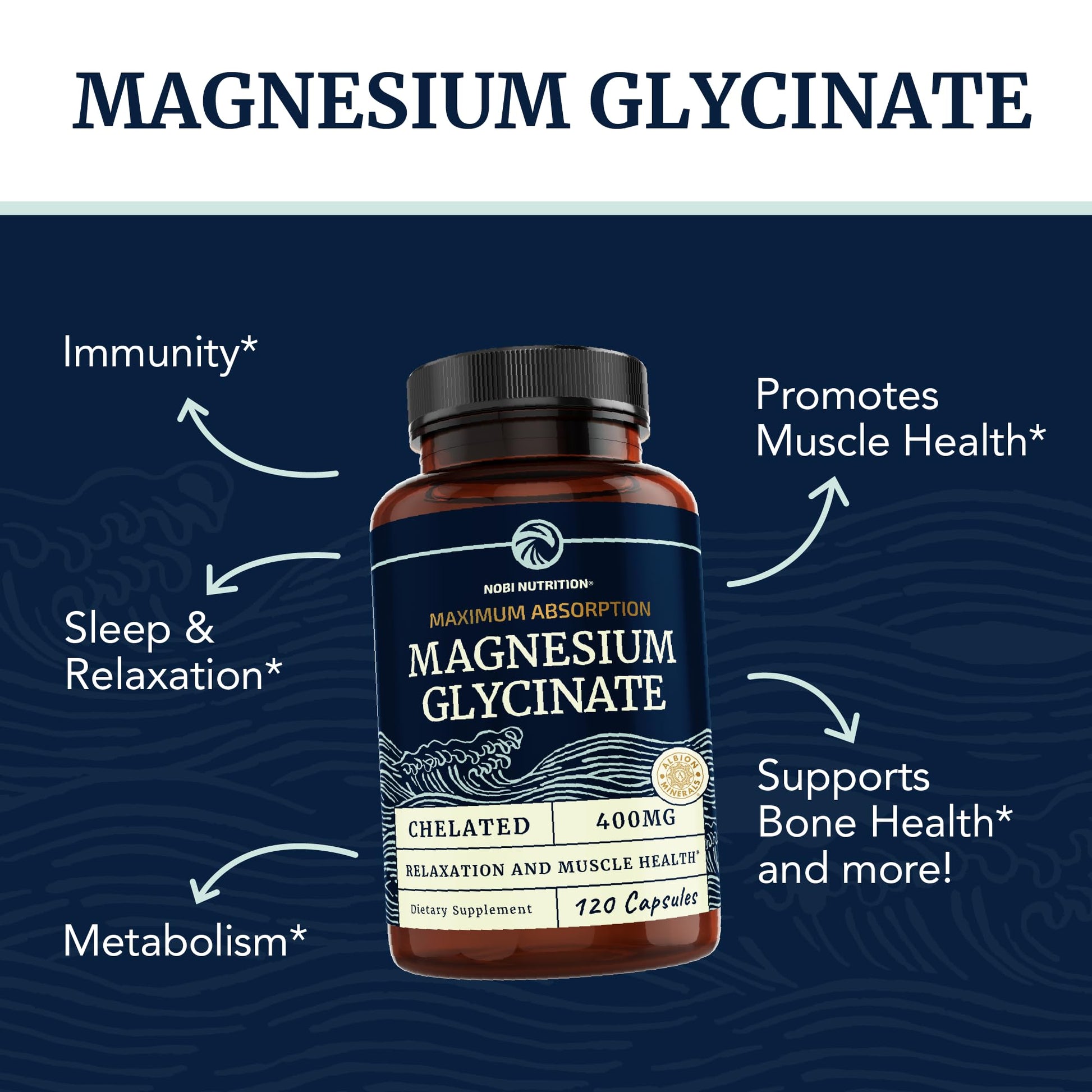 Magnesium Bisglycinate 400mg | Chelated Bisglycinate for Muscle Relaxation, Bones Nobi NutritionBuy Supplements Australia
