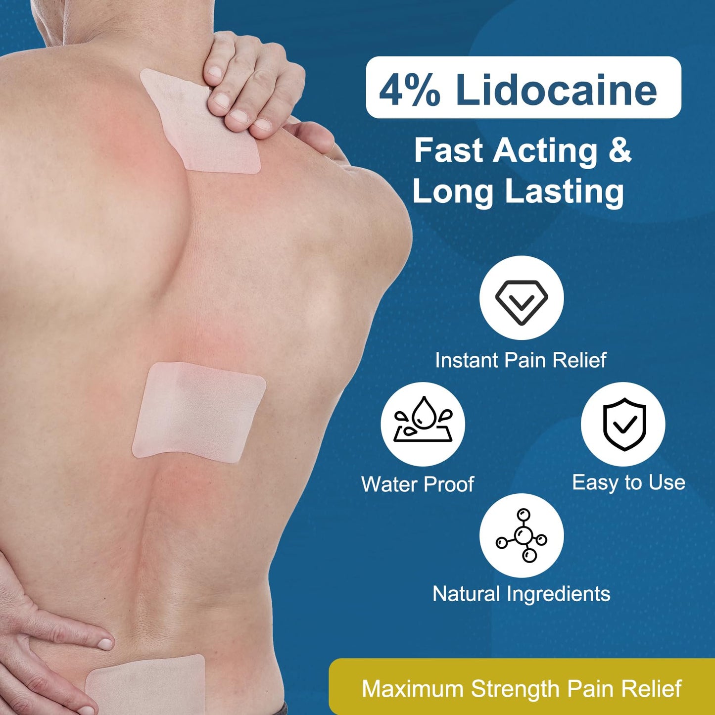 YOAPA Teemofe 4% Lidocaine Patches, Maximum Strength Pain Relieving Patch for Back, Neck, Shoulder, Knee and Muscle Soreness - 12 Hour Efficient Relief-009 YOAPABuy Supplements Australia