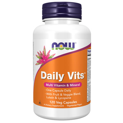 NOW Foods Supplements, Daily Vits™ with Fruit & Veggie Blend, Lutein and Lycopene, 120 Veg Capsules NOW FoodsBuy Supplements Australia