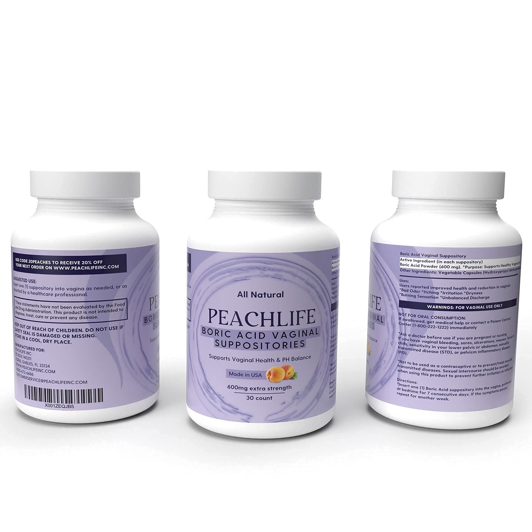 Peachlife Boric Acid Suppositories and Small Soft Menstrual Cup with Ring Pull PeachlifeBuy Supplements Australia