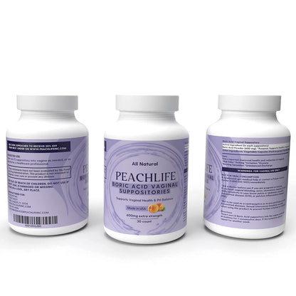 Peachlife Boric Acid Suppositories and Small Soft Menstrual Cup with Ring Pull PeachlifeBuy Supplements Australia