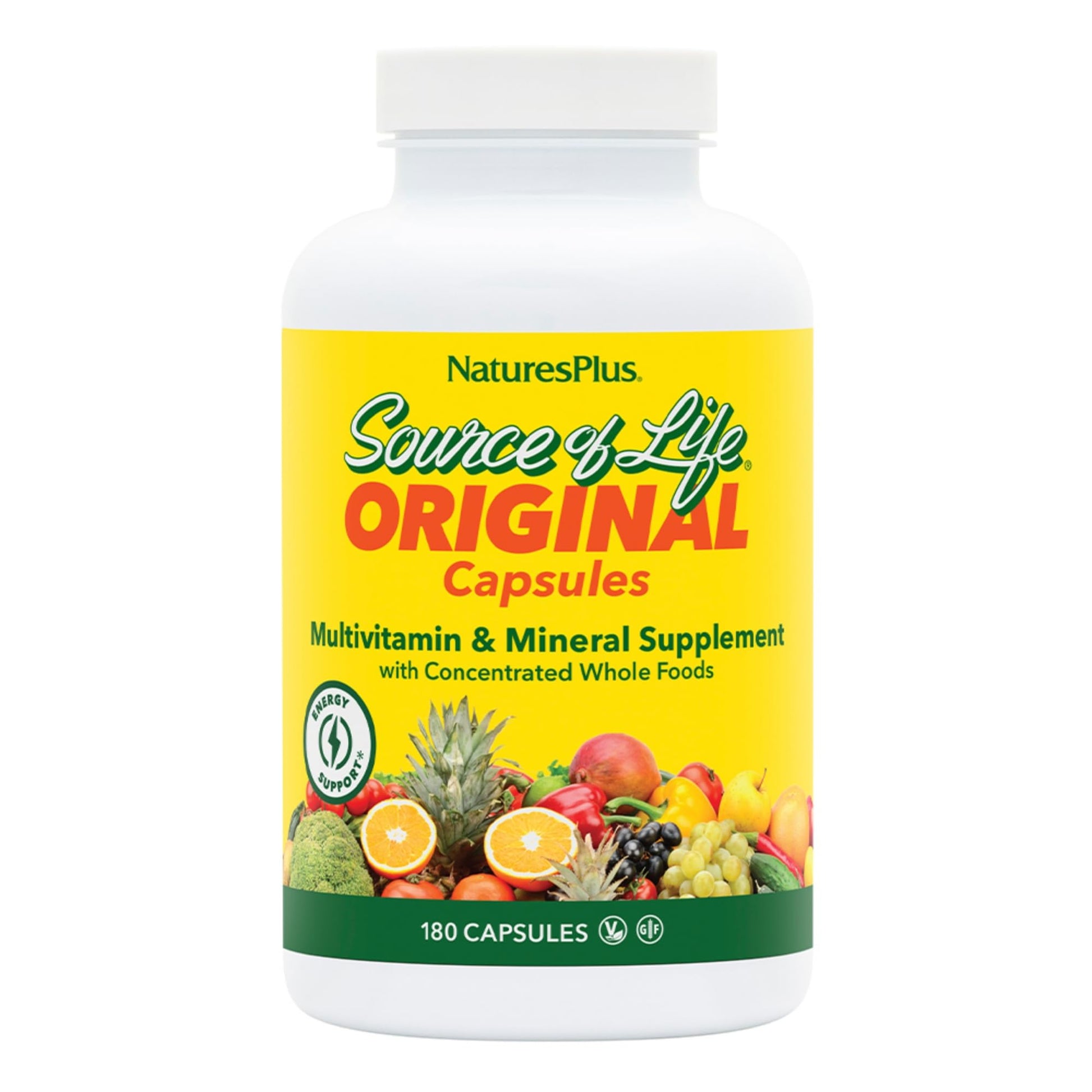 NaturesPlus Source of Life - 180 Capsules - Multivitamin & Mineral Supplement - Supports Natural Energy & Overall Well-Being - Gluten Free, Vegetarian - 20 Servings NaturesPlusBuy Supplements Australia