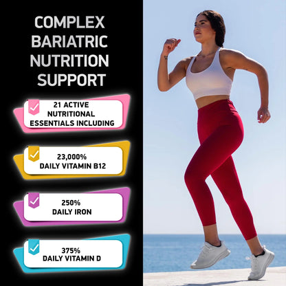 Bariatric Multivitamin with Iron 45mg for Women & Men - 21-in-1 Essential Post Gastric Bypass and Gastric Sleeve Vitamins A,C,D,E, B Complex BIOACTIVE LABS
