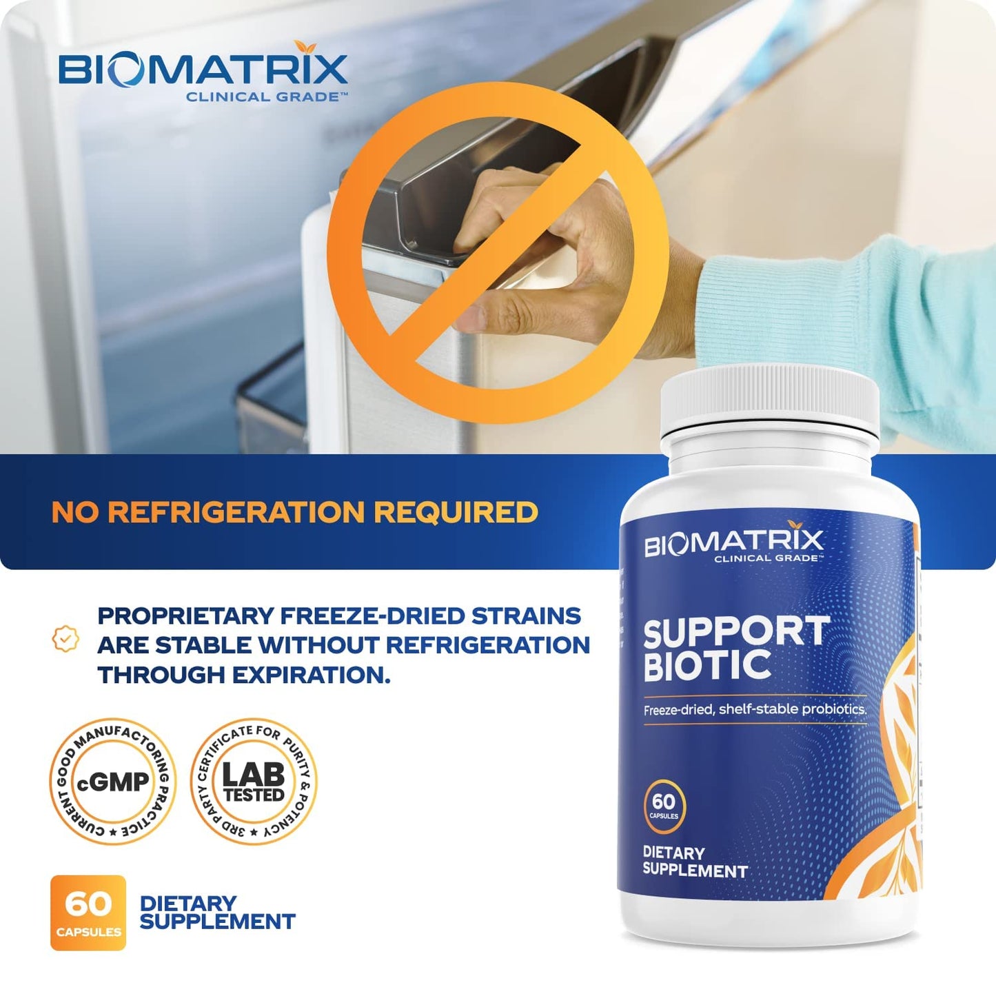 BioMatrix Saccharomyces boulardii Probiotic Supplement w/L. paracasei, L. rhamnosus, Bifidobacterium, Acidophilus – Prebiotic Complement – Temp-Stable, 30-60 Day Supply BioMatrixBuy Supplements Australia
