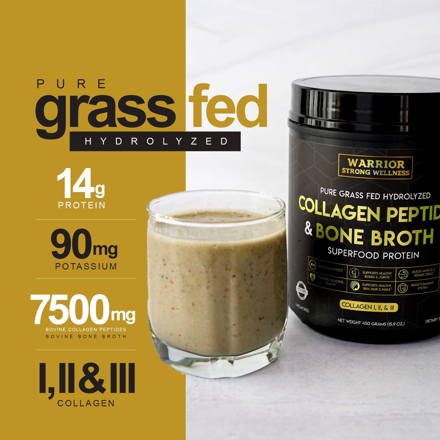 Warrior Strong Wellness Premium Collagen Peptides Bone Broth: Grass Fed Hydrolyzed Warrior Strong WellnessBuy Supplements Australia