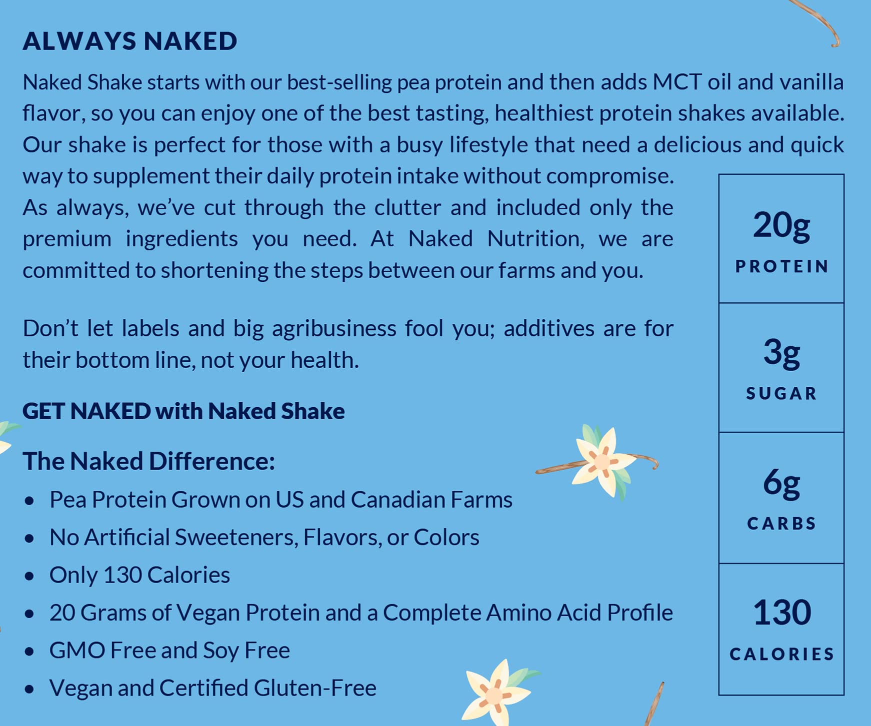 NAKED nutrition Naked Shake - Vanilla Protein Powder - Plant Based Protein Shake NAKEDBuy Supplements Australia