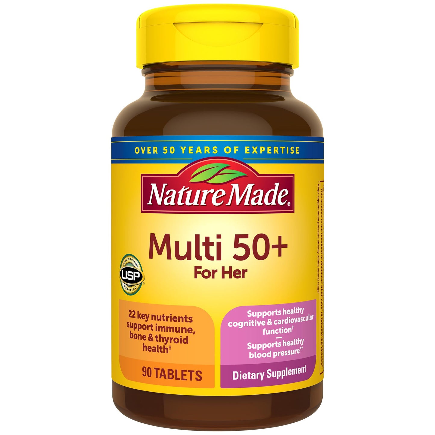 Nature Made Multivitamin For Women 50+ No Iron, Multivitamins for Women 50 Plus, Daily Nutritional Support, Nature Made Multi Vitamins, 90 Tablets, 90 Day Supply Nature MadeBuy Supplements Australia