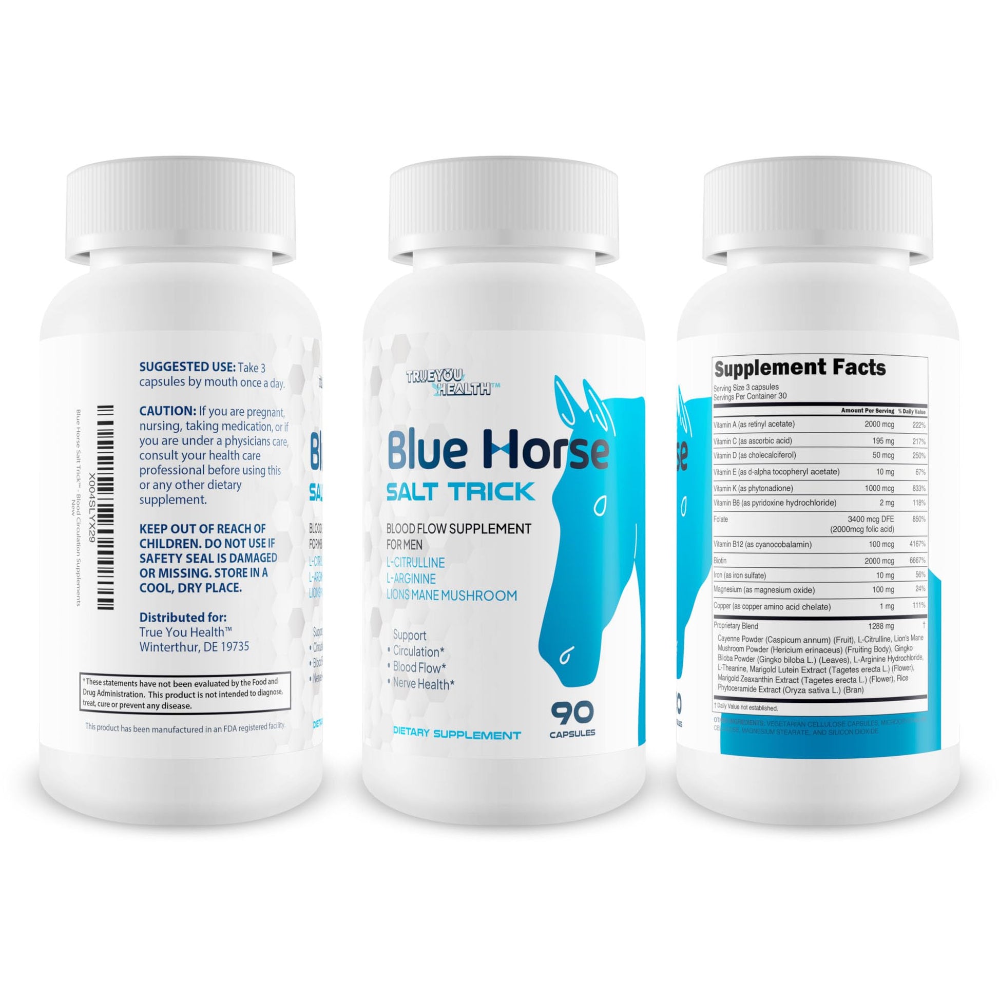 Blue Horse Salt Trick - Our Best Blood Flow Supplement for Men - Our Best Circulation Supplement - Male Circulation Supplements Nitric Oxide Vasodilator to Improve Blood Flow 7 Blue Salt Trick for Men True You HealthBuy Supplements Australia