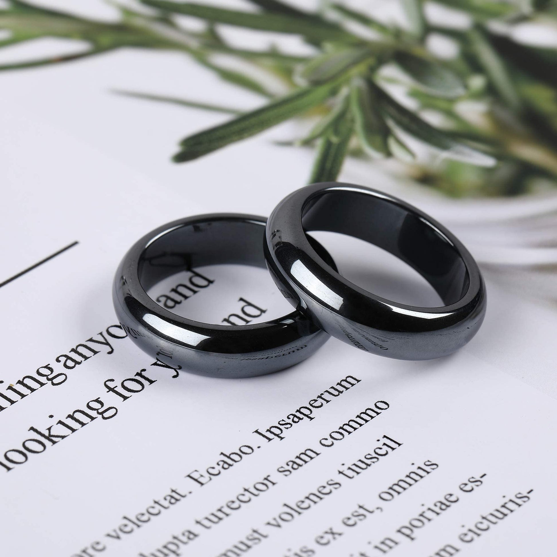2PCS Genuine Hematite Ring for Women Men Unisex, Black Hematite Stone Ring Anxiety Balance YhluckBuy Supplements Australia