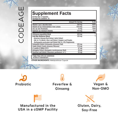 Codeage Clearhead Echinacea+ Supplement - Echinacea, Schisandra, Feverfew, Coptis, American Ginseng, Astragalus, Garlic, Probiotics, Vitamins C & D3, Zinc, Selenium - Clear Head Vitamin - 90 Capsules CodeageBuy Supplements Australia