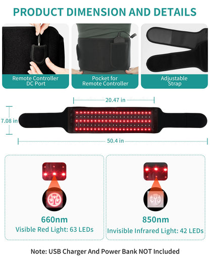 Nekteck Red Light Therapy Belt for Body, Wireless Near-Infrared Light Pad for Pain Relief, Inflammation NekteckBuy Supplements Australia
