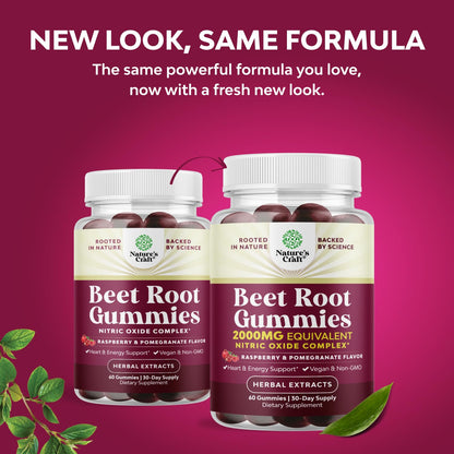 Flow Boosting Beet Root Gummies - Invigorating Beet Gummies for Adults Nitric Oxide Energy & Heart Health Support with Grapeseed Pomegranate & Vitamin B12 - Vegan Non-GMO & Gluten Free - 60 Count Natures CraftBuy Supplements Australia