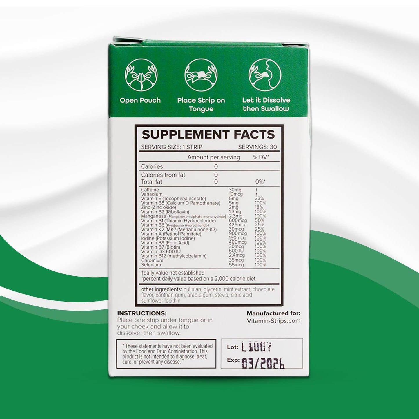 Peak Performance Energy Strips — Vegan, Gluten Free, Soy Free & Sugar-Free Breath Strips w/Caffeine, 18 Vitamins & Minerals — Instant Energy Boost Chocolate Mint Dietary Supplement — 30 Oral Strips Vitamin-StripsBuy Supplements Australia