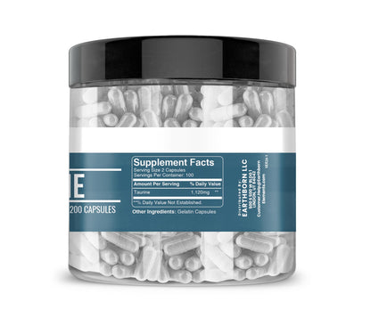 Earthborn Elements Taurine, 200 Capsules, Pure & Undiluted, No Additives Earthborn ElementsBuy Supplements Australia