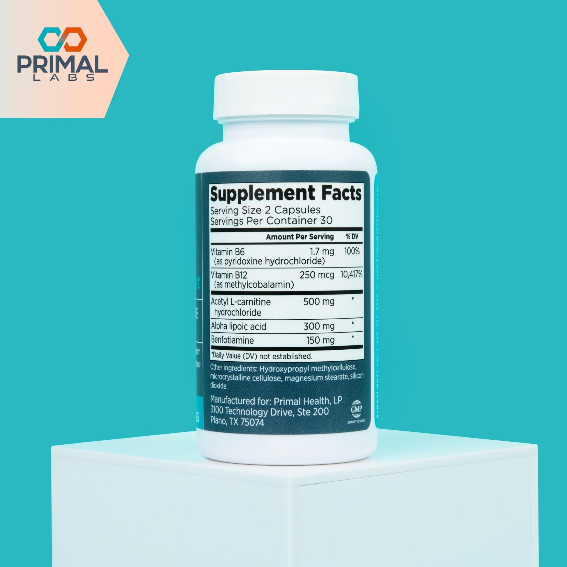 Primal Labs Nerve Support Capsules - Supports Nerve Health, Sensory Function & Comfort - Benfotiamine, Alpha Lipoic Acid, Acetyl L-Carnitine, Vitamins B6 B12-60 Count Primal LabsBuy Supplements Australia