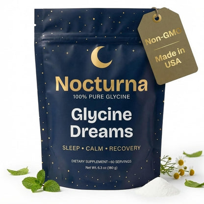 Nocturna Glycine Supplement – 100% Pure 3g Glycine Powder for Sleep, Calm & Recovery – USA Made Sleep Aid for Men & Women – Non-GMO & Completely Natural - 6.3Oz for 60 Servings NocturnaBuy Supplements Australia