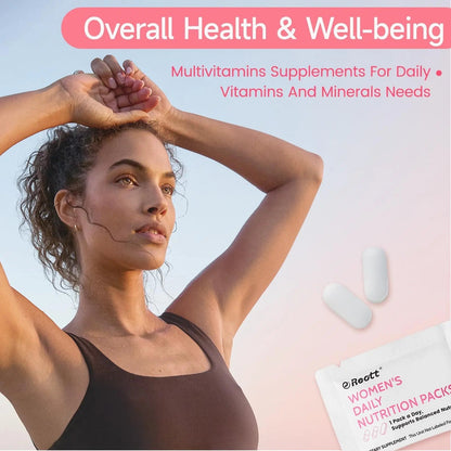 Women's Daily Vitamin Packs with Collagen Peptide, PQQ, 4-IN-1 Multivitamins For Women Health Supports Immune Health, Skin, Brain REOTT