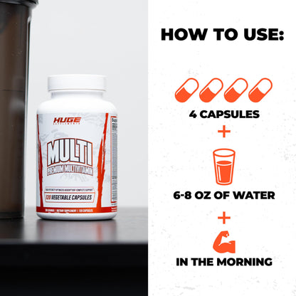 Huge Multi, Multivitamin for Men, High-Performance All-in-One Formula for Athletes & Bodybuilding, Vitamin & Mineral Replenishment, Supports Immune System & Healthy Hormone Levels (120 Capsules) Huge SupplementsBuy Supplements Australia