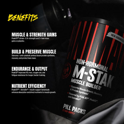 Animal M-Stak - Muscle Builder and Anabolic Mass Gainer Supplement for Bodybuilding - Lean Muscle Growth, Amino Complex and Pre Workout Energy, 21 Packs