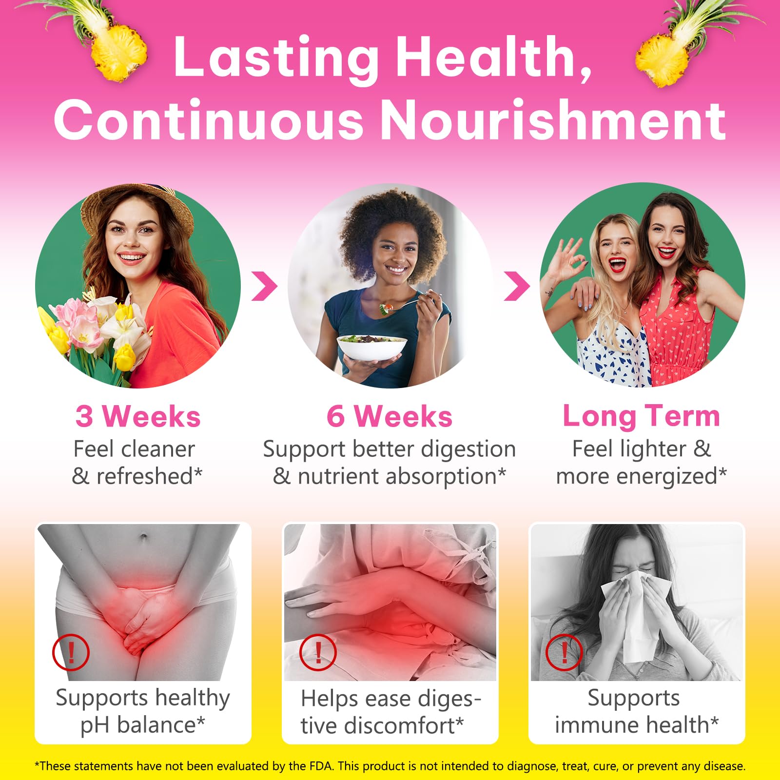 WeiWeiLa Feminine Probiotics Gummies for Women Probiotic Gummies with Slippery Elm | Natural Pineapple Flavor | Supports Feminine pH Balance & Comfort | 60 Vegan Gummie for Daily Wellness WeiWeiLaBuy Supplements Australia
