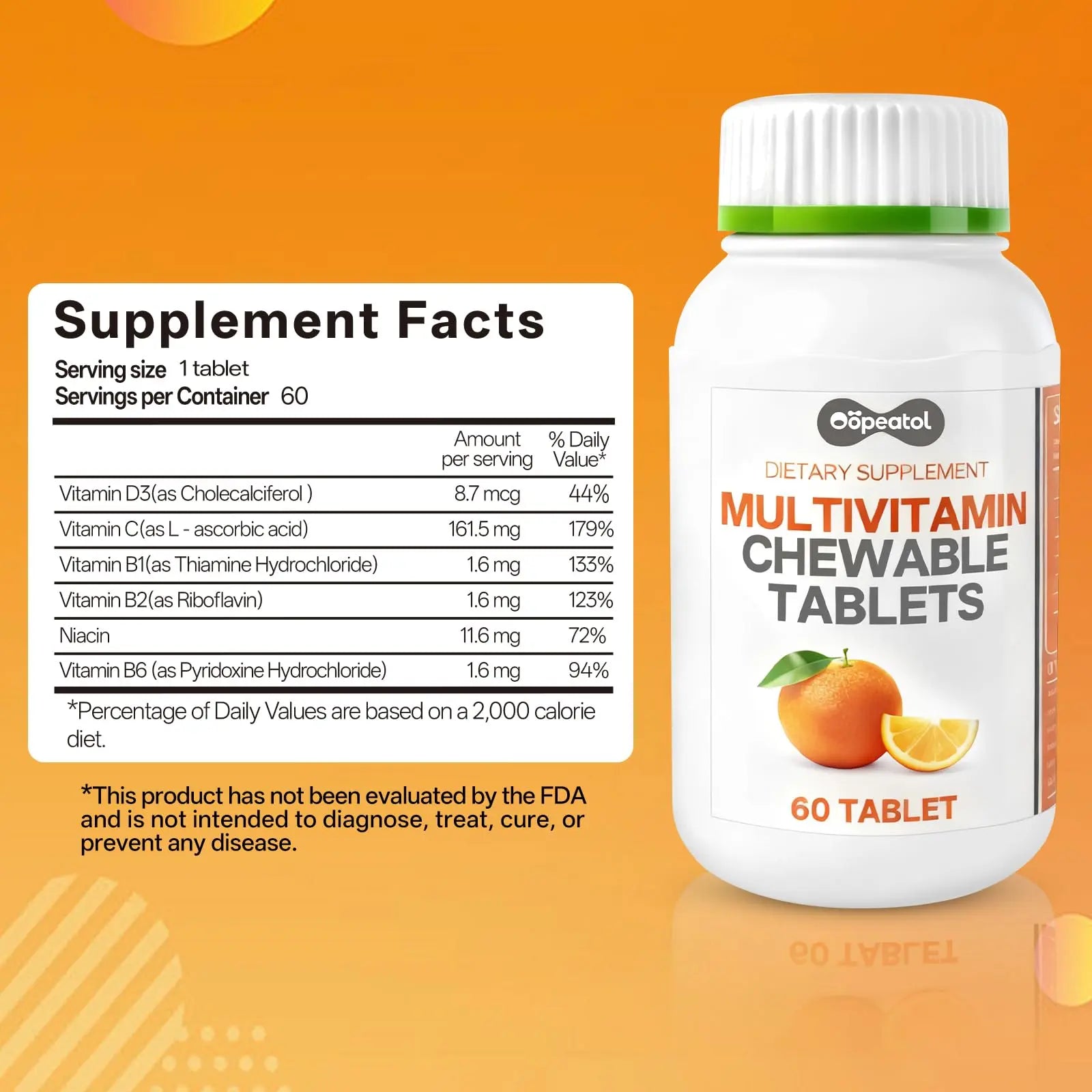 Oopeatol Multivitamin for Adults with Vitamin C, D3 & B Vitamins | Daily Increase Body Protection, Energy & Bone and Joint Equilibrium and Health | OopeatolBuy Supplements Australia