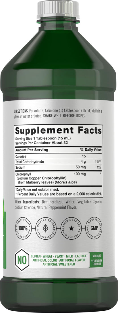 Chlorophyll Liquid Drops 100mg | 32 oz (2 x 16 oz Bottles) | Natural Peppermint Flavor HorbäachBuy Supplements Australia