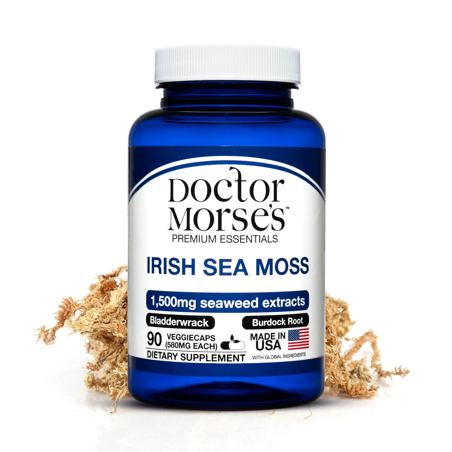 Irish Sea Moss Advanced Supplement Capsules 1500mg, Ultra Potent Seamoss Advanced with Bladderwrack & Burdock Root, Made in FDA-Registered, NSF-Certified Facility, Overall Health Support, 90 Capsules Doctor Morse'sBuy Supplements Australia