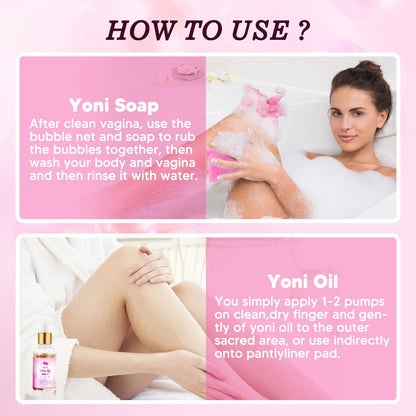 Feminine Wash & Yoni Oil & Yoni Soap Set for Women, Yoni Wash for Vaginal Ph Balance Remove Odor BASSIBuy Supplements Australia